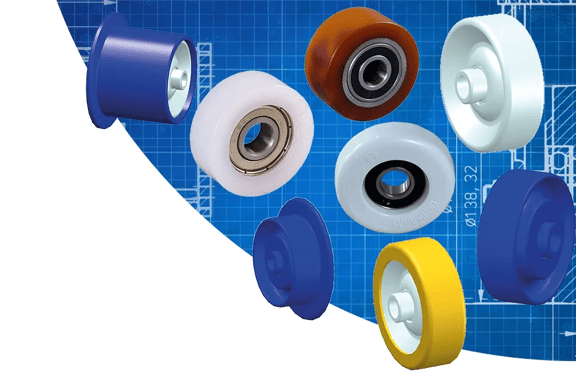 Polyamid-Förderröllchen, Vulkollan®-Förderröllchen, Spurkranzröllchen von Schwalb, technischer Hintergrund