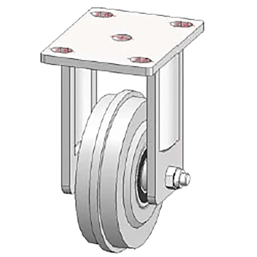 rollers for central guidance in a groove