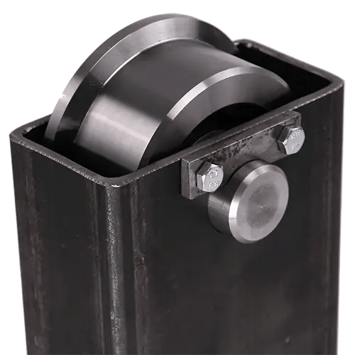 flanged wheel in a square tube
