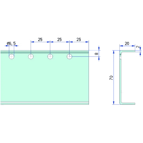 Profile small roller tracks-20mm